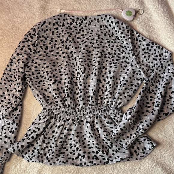 Alfani Womens Petites Peplum Spotted Blouse - Picture 5 of 5